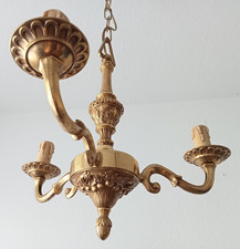 Vintage Lampe 3 armige Deckenleuchte verzierter Kronleuchter Messing Lüster