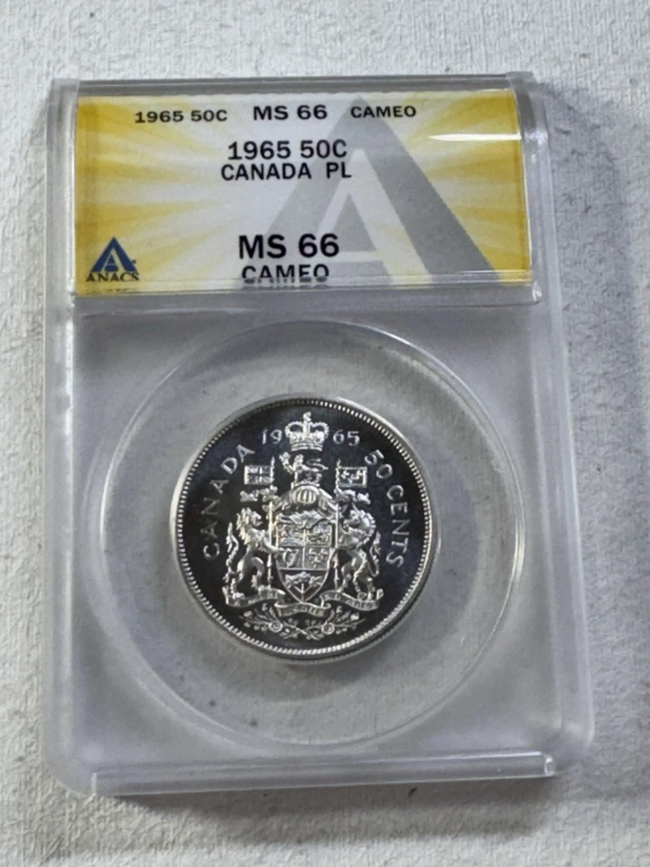 1965 Canada 50 Cents Proof Like Silver Coin Graded MS 66 Cameo by ANACS - Image 4 of 4