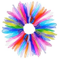 28pcs Dance Scarves Square Juggling Silk Play Movement Scarves Magic Tricks P...