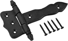 Black T Strap Hinge 5 Inch Long Wrought Iron Decorative Colonial Hinge Rust Resi