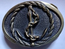 VTG Naval Anchor & Chain Brass Belt Buckle By BTS Made In USA
