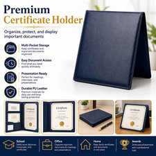 Water-Resistant A4 Certificate Portfolio, Album Holder for Diplomas and Awards