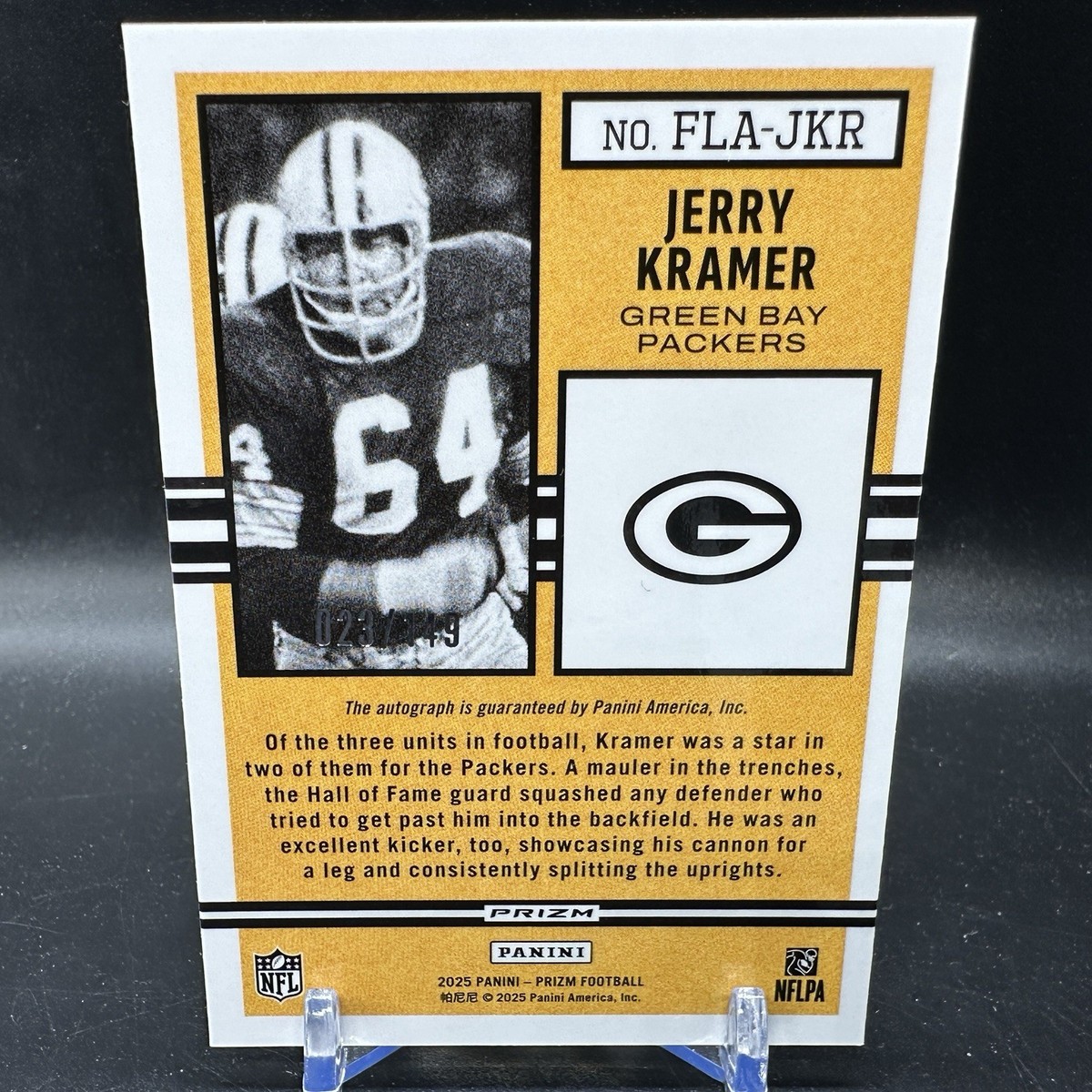 Jerry Kramer Auto Flashback SILVER /149 2025 Panini Prizm Packers