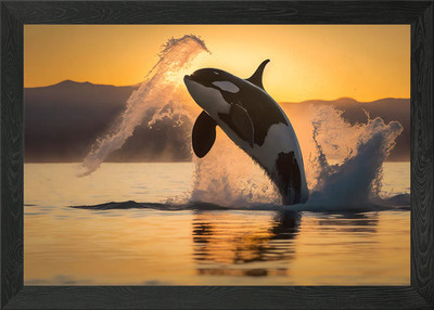 Majestätischer Orca Walmörder gerahmtes Wandbild Poster Leinwanddruck Bild