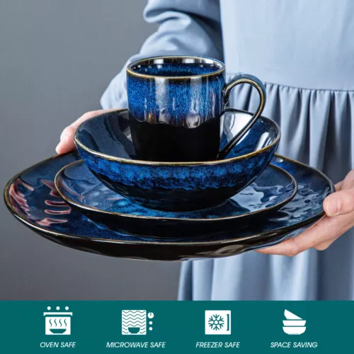 vancasso Dinner Set Ceramic Dinnerware Tableware Set Plates Bowls Cups Blue - Picture 4 of 39