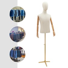 Half Body Mannequin Display Male Dress Form Adjustable Height Head & Hand Turn