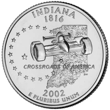 2002 D Indiana State Quarter.  Uncirculated from US Mint Roll