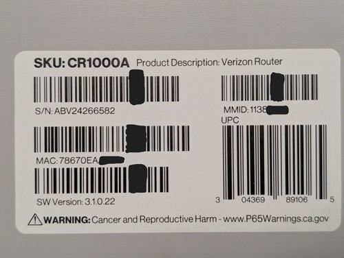 Verizon CR1000A 1000 Mbps 3 Port Wireless Router - White - Picture 3 of 5