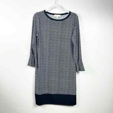 Michael Kors Black White Pattern Shift Dress Slinky Tulip Size Medium