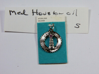 Vintage Sterling Silver Houston Texas Oil Well CREA colored stone charm 22mm