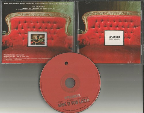 SPLENDER Save it for later 3TRX RARE ROCK MIX PROMO CD Single w/ PRINTED LYRICS