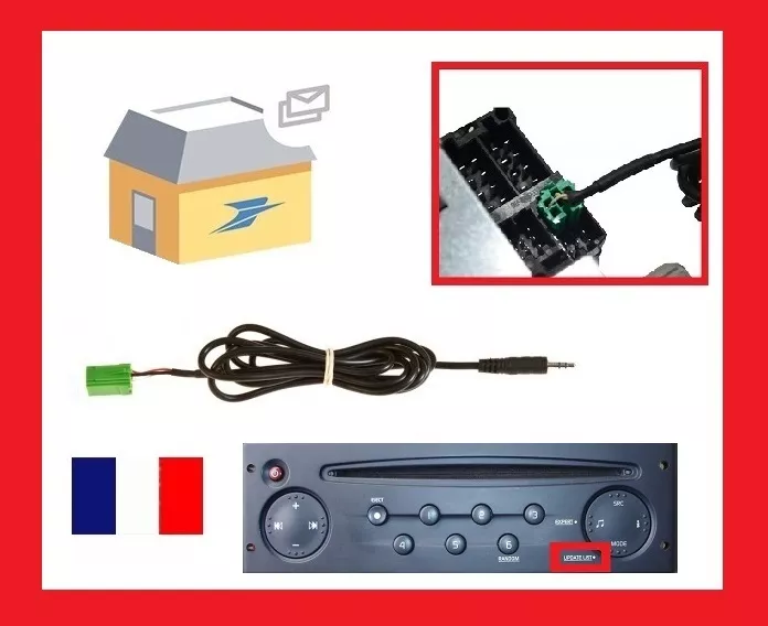 cable AUXiliaire autoradio RENAULT MEGANE 2 CLIO 2 3 KANGOO MODUS SCENIC 2