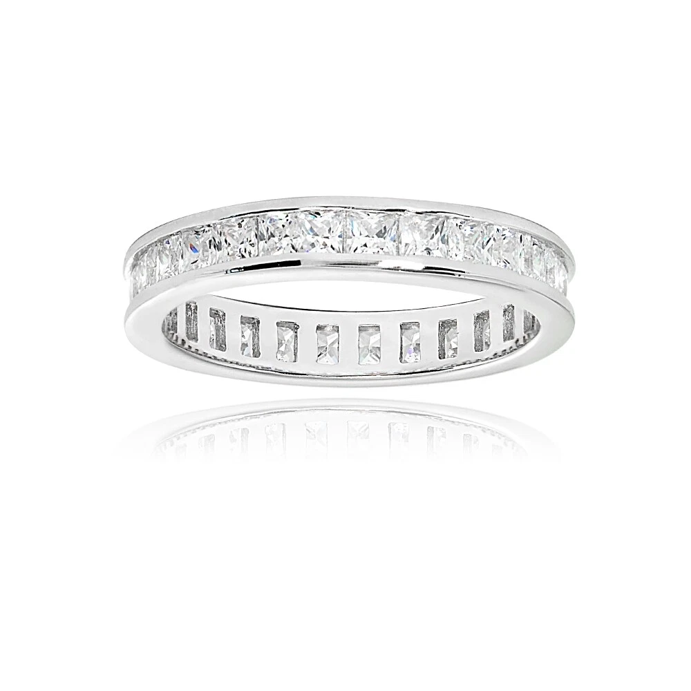Carr 2mm Channel Set Zircone Argent Sterling Bague Anneau