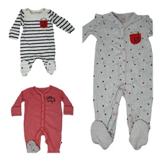 Ex Mothercare Babygrow sleepsuit Little Lady Tiny to 18-24m Grey and striped NEW