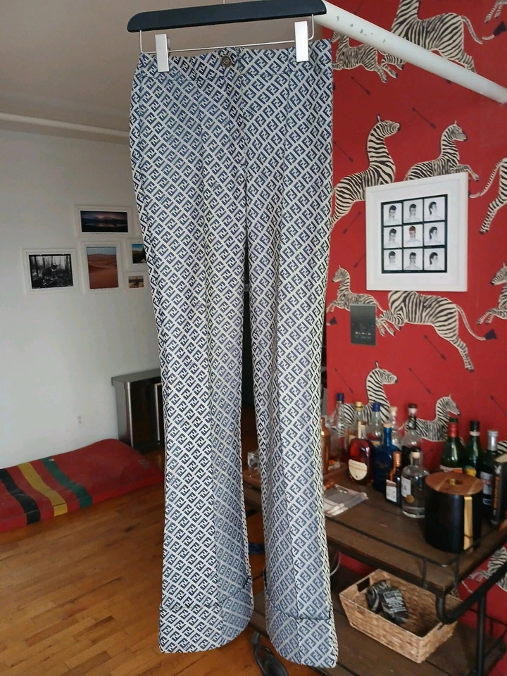 Pantalones Fendi con monograma de pierna ancha. Talla 38 EU 4/6 US. Lujo súper RARO