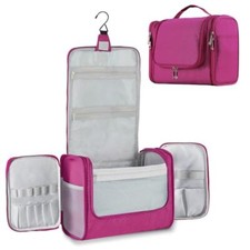 Capacity Waterproof Toiletry Bag for Women, Hanging Toiletry Large Fuchsia