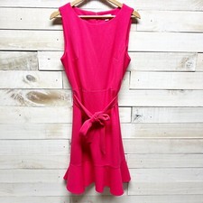 Calvin Klein  Dress Womens 12 Pink Sleeveless Ruffle Sheath Belted Barbiecore