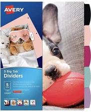 🔥(2-PACK) Avery 5 Big Tab Dividers Featuring Adorable Furry Friends 10 TOTA