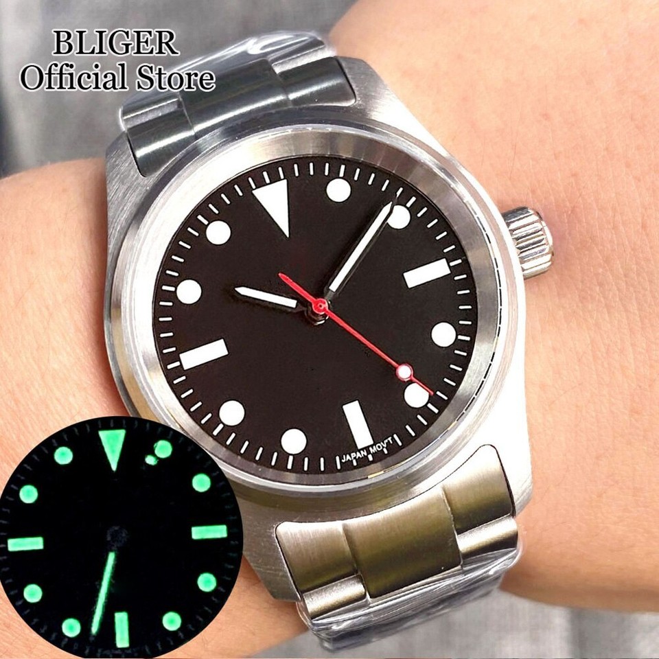 Dive Men Watch Luminous Blue Green Dial 36mm Pilot NH35 PT5000 ...