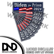 BIDEN FOR PRISON 2024 bumper sticker BLUE decal anti-biden harris 10 PACK