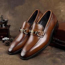 Men Real Cow Leather Business Shoes Round Toe Oxfords Office Formal Party Shoes