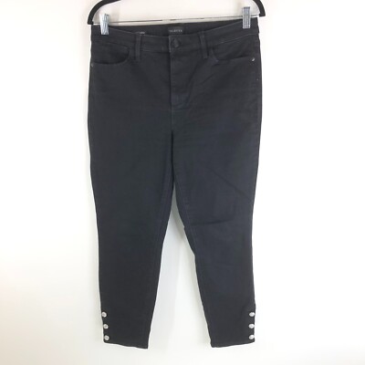 Talbots Women's Jeggings High Rise Ankle Side Jewel Button Ankle Hem Black  10P - Main Image