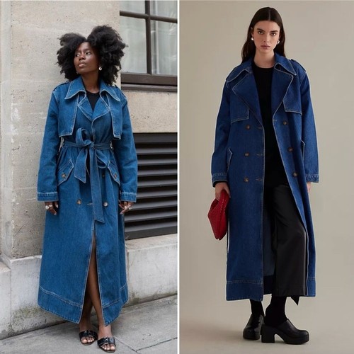 Aligne Jamison Denim Trench Coat NWT Size 38 (US Women's 6) - Picture 3 of 8