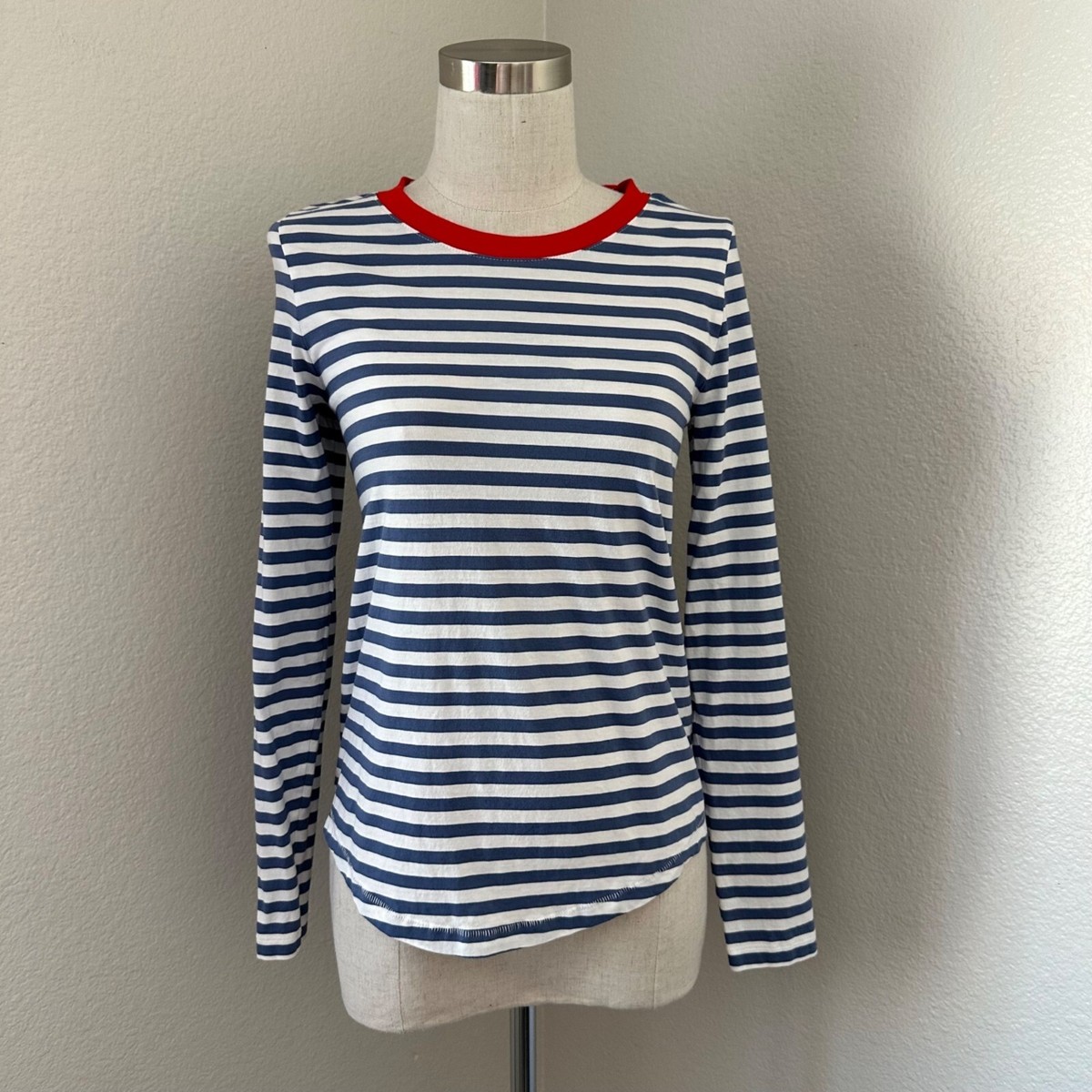 COS Shirt Pullover Long Sleeve Stripe Contrasting Neckline