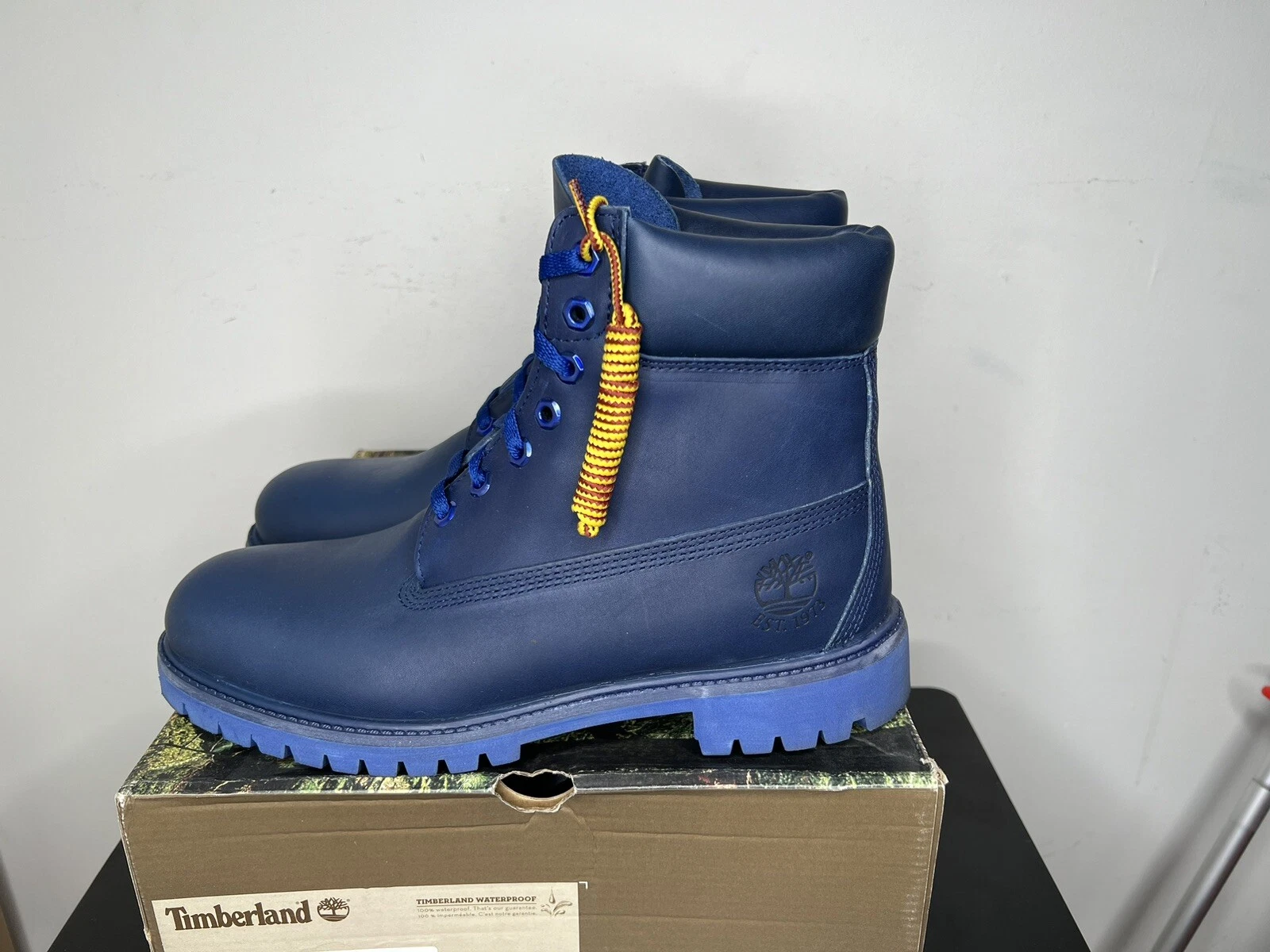 Timberland Beeline x BBC Pharrell bottes en cuir bleu Supreme limité RARE 10,5