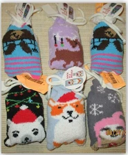 Socks in a Pouch - Cozy Soft warm- Brown Bear, Polar Bear, Dog, Sloth, Reindeer