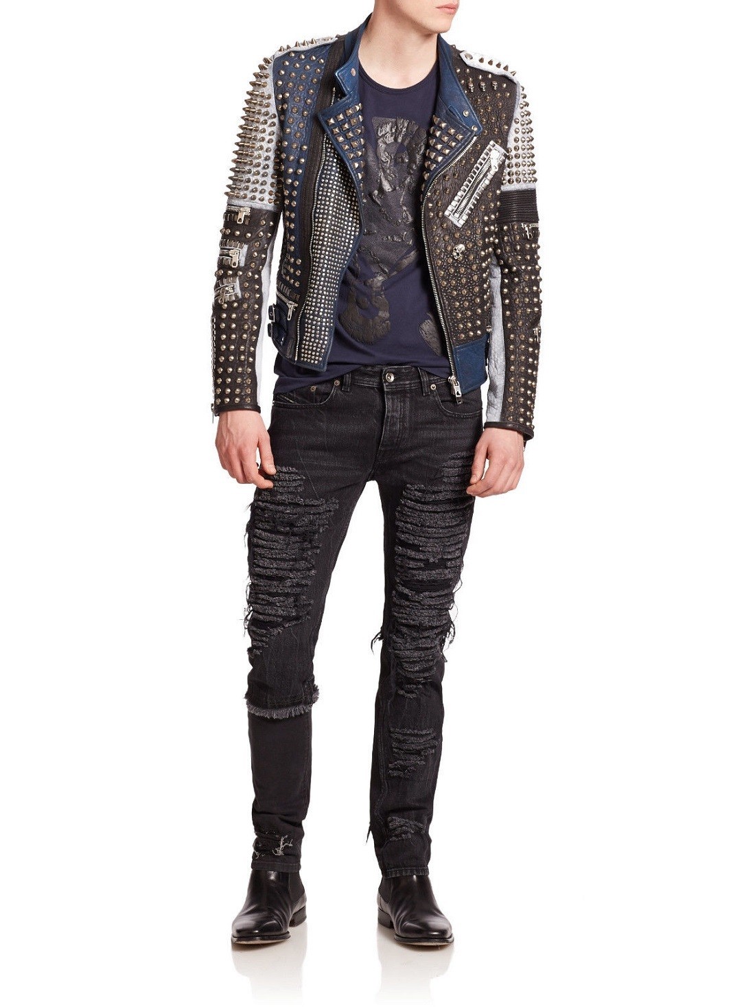 New Handmade Men Golden Studded Multi Color Leather Jacket Men Style Silver Stud New Handmade Men Golden Studded Multi Color Leather Jacket Men Style Silver Stud