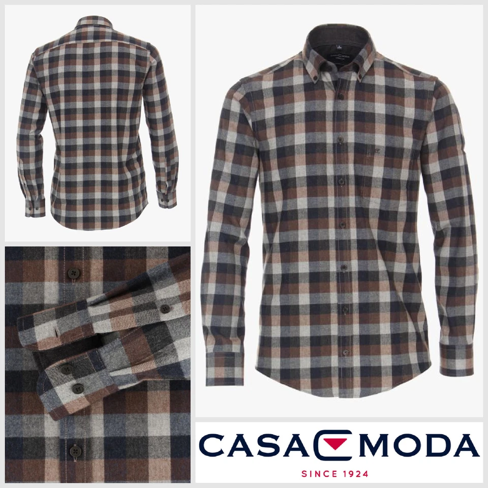 Casa Moda Mens Shirt Top Size M 39/ 40 Casual Fit NON IRON Cashmere Feel Black