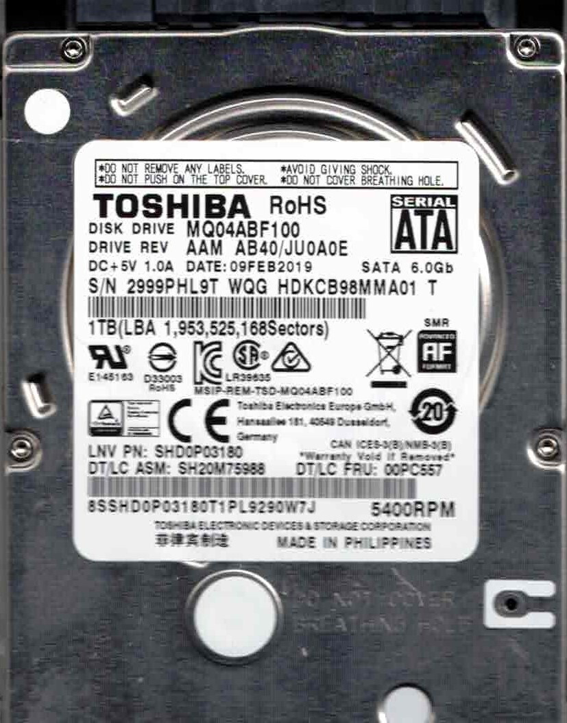 MQ04ABF100 AAM AB40/JU0A0E, HDKCB98MMA01 T TOSHIBA SATA 1TB | eBay