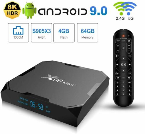 X96 MAX Plus Android 9.0 TV Box S905X3 2.4/5.8G WiFi 8K BT 4GB/64G Smart TV Box  - Picture 1 of 12