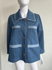 Chloé Jacket Blue Denim Frayed Buttoned 40 Fr