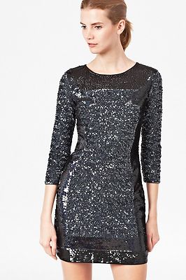 french connection sequin dress black New French Connection Black Sequin Dress sz 4