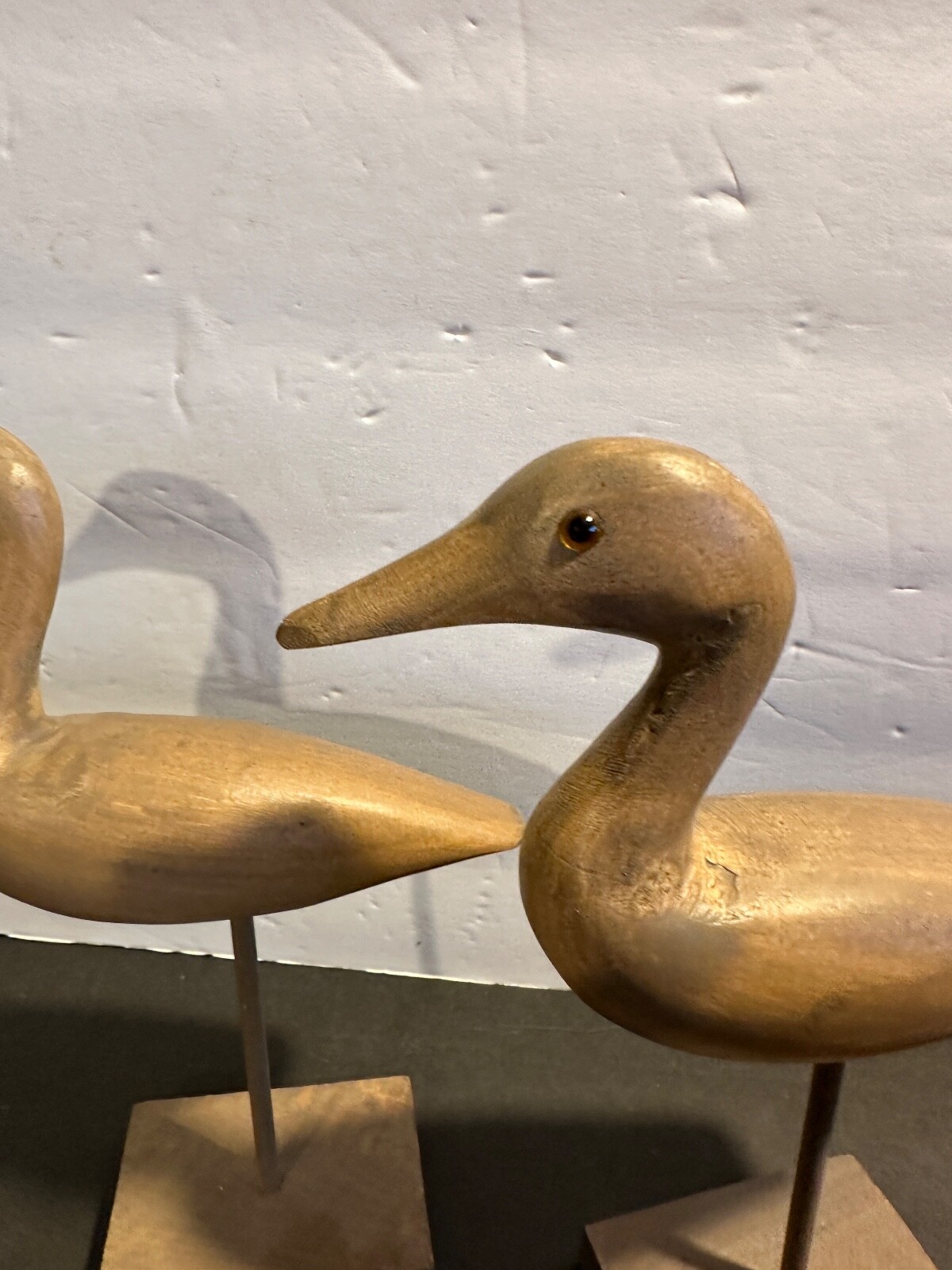 Set of 3 Natural Toned Wood Carved Shore Bird Sculptures/Figurines eBay