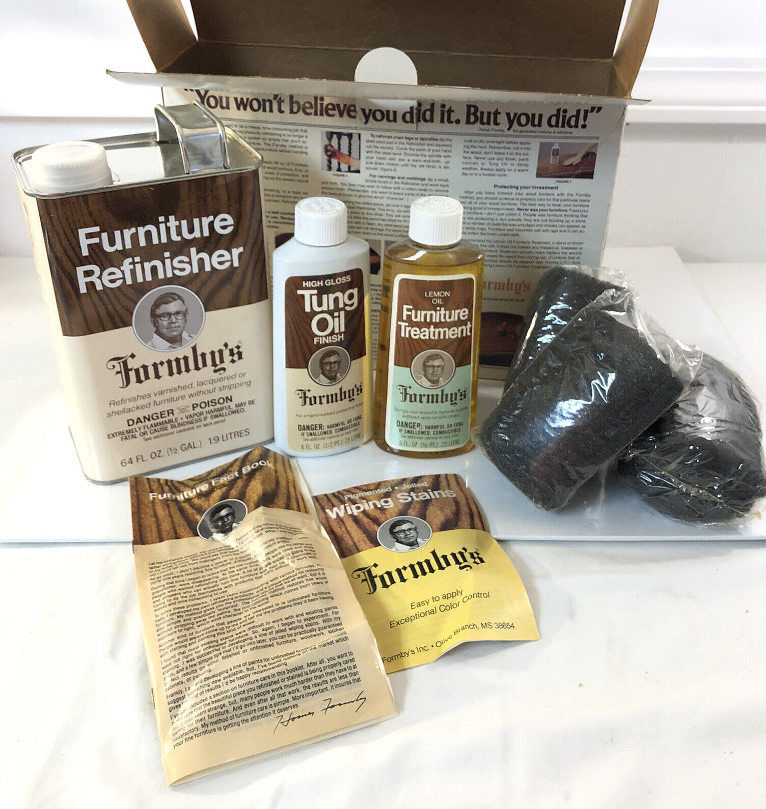 NOS! Formby's Refinishing & Care Kit: High Gloss Tung Oil, Refinisher, Treatment