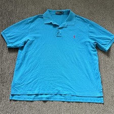 Polo Ralph Lauren Mens 2XB Big Golf Shirt Short Sleeve Cotton Teal Blue