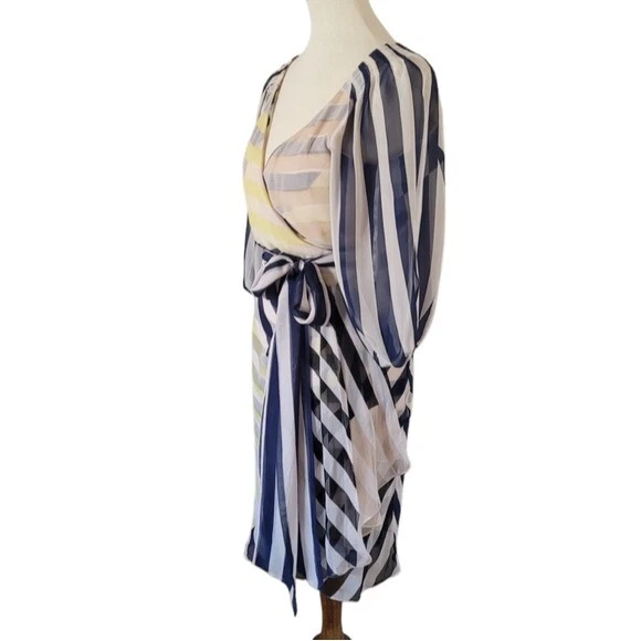 Vestido envolvente Diane von Furstenberg Ignacia seda gasa rayas Foto 4 de 4