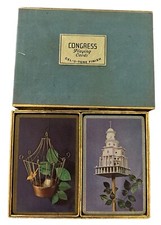 Congress Playing Cards Cel-U-Tone Finish Double Deck In Box Vintage