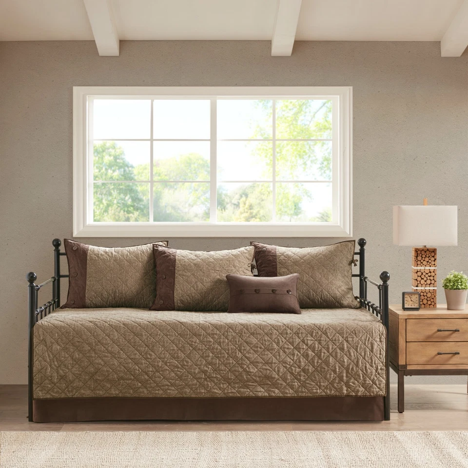 Madison Park 6 Piece Rustic Style Reversible Daybed Cover Set for Guest Room - Image 3 of 4