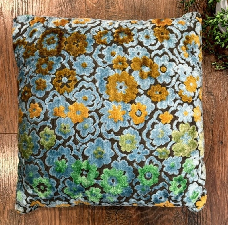Vintage Velvet Floral Pillow 12"