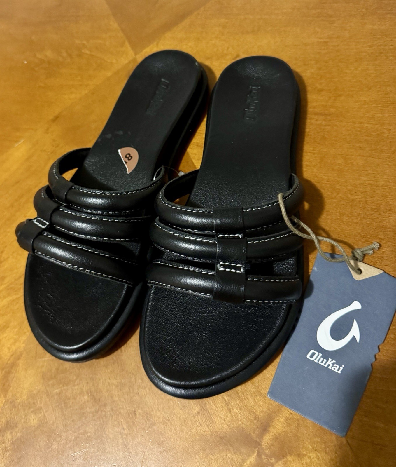 APL Olukai Tiare Sandali Slide Donna Taglia 8 Nero Nuovi con etichette