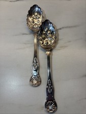 Antique Pair Victorian Berry Fruit Serving Spoons EPNS Collection Spoons Vintage