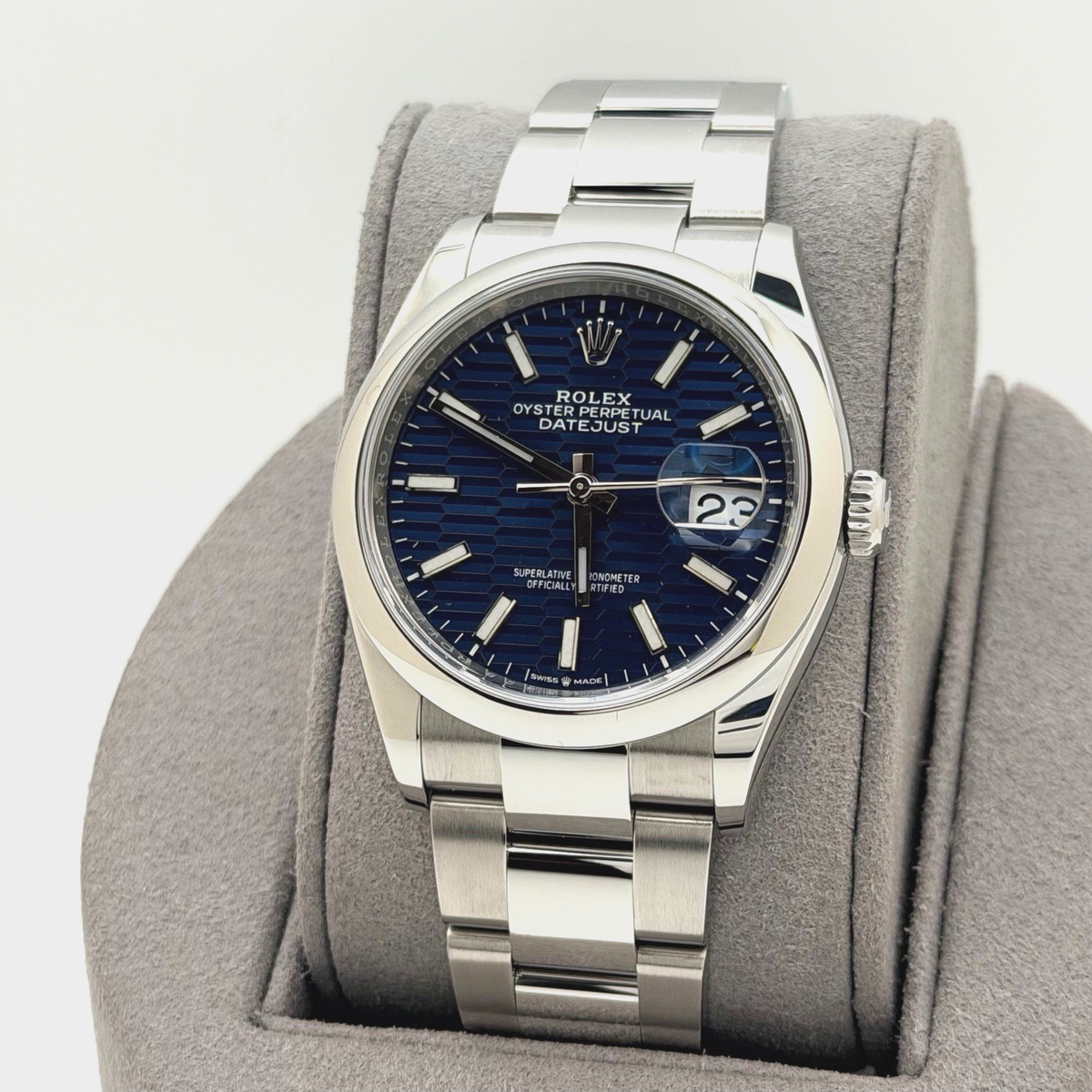 Full Set Rolex Datejust 36 126200 36mm Blue Motif Dial Stainless