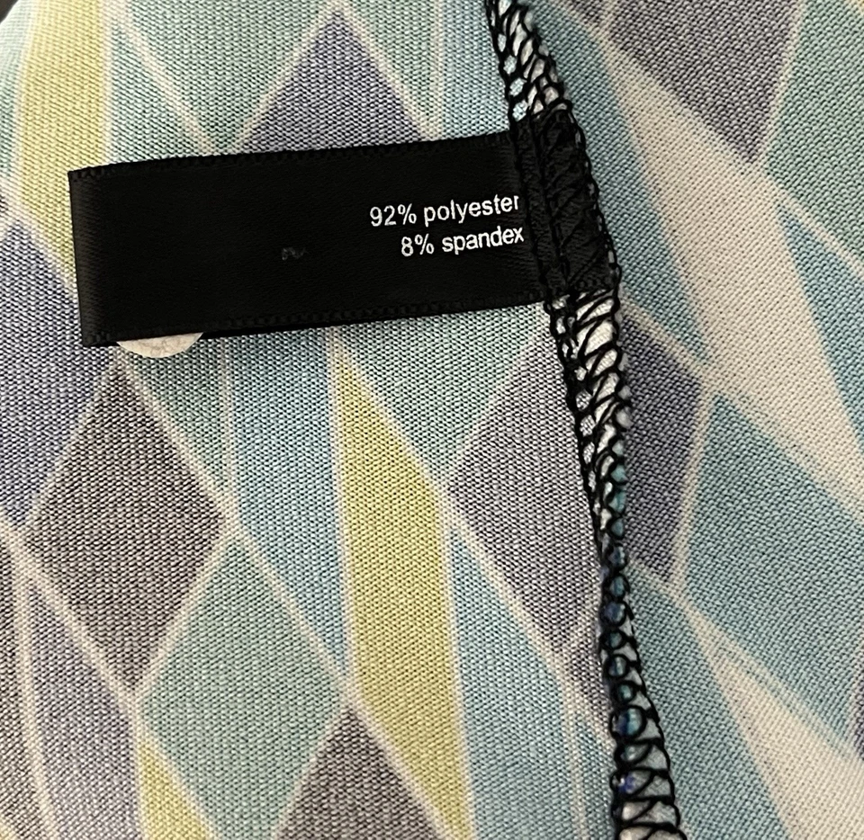 Camiseta sin mangas con ribete de encaje de insectos de moda para mujer talla 2X cuello cuadrado geométrico elástico Foto 4 de 4