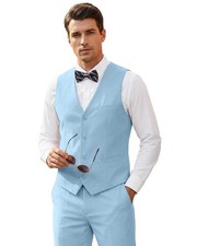 Mens Vest and Pants Set Slim Fit Wedding Prom Suit 2 Pieces Dress Tux Suit Ca...