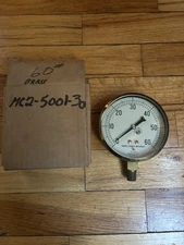 Vintage Brass Marsh Instrument company 3 1/2" Face Pressure Gauge  Brass 0-60