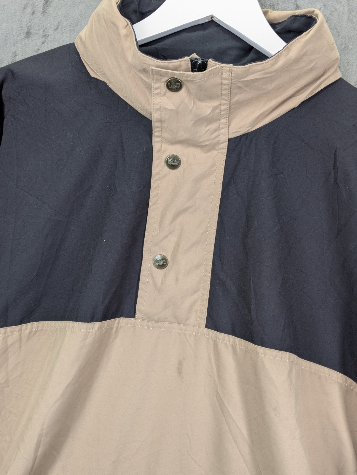 Y2K Lee Smock 1/4 Zip Jacket Men's Size 2XL Relaxed Fit Hooded Pullover Vintage image 2